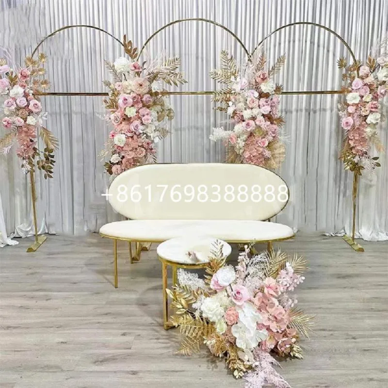 Party Decoration 3 stks/set bloemenstandaard gouden metalen boog roestvrijstalen achtergrond voor bruiloftdecoratieparty