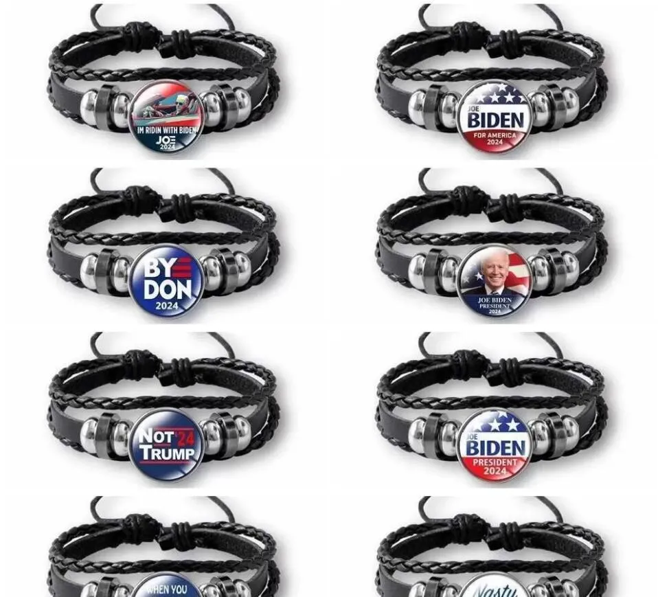 Biden 2024 Presidential Election Bracelet Fashion DIY Braided Adjustable Boys Girls USA Joe Biden Bracelets Trump Letters Printed Wristband Accessories BES121