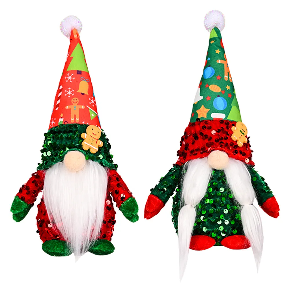 Décoration de Gnomes à paillettes de noël, peluche faite à la main, Figurine Tomte suédoise, étagère de cuisine, ornement de cheminée, XBJK2208