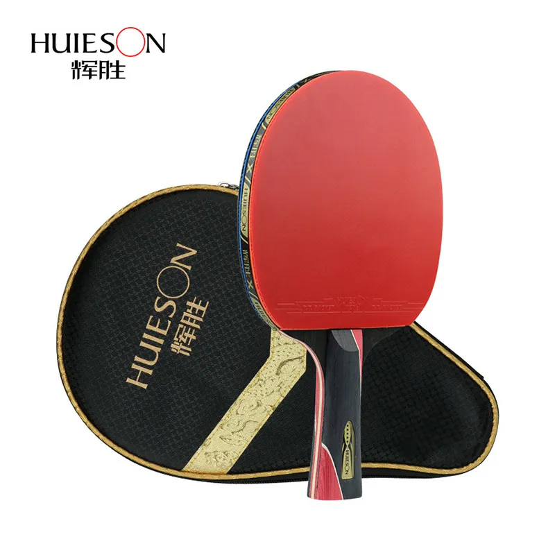 Huieson 5 Star Ping Pong Gracket Carbon Fiber Tennis Tennis Detect for Double Pimples-In Rubber 220623