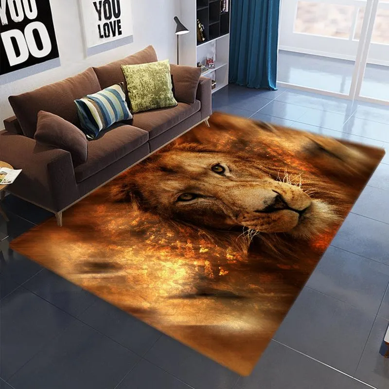 Carpets Animal Lion Print Rug Living Room Coffee Table Cushion Bedroom Floor MatCarpets