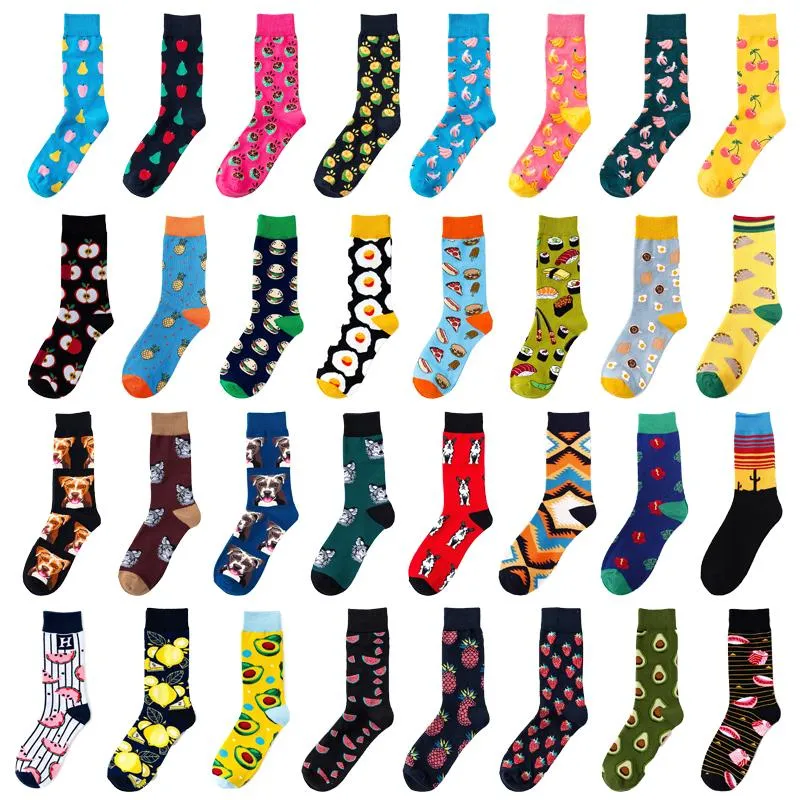 Men's Socks Funny Men Women Fashion Harajuku Fruit Lovely Art With Avocado Sushi Food Animal Dog Happy SocksMen's