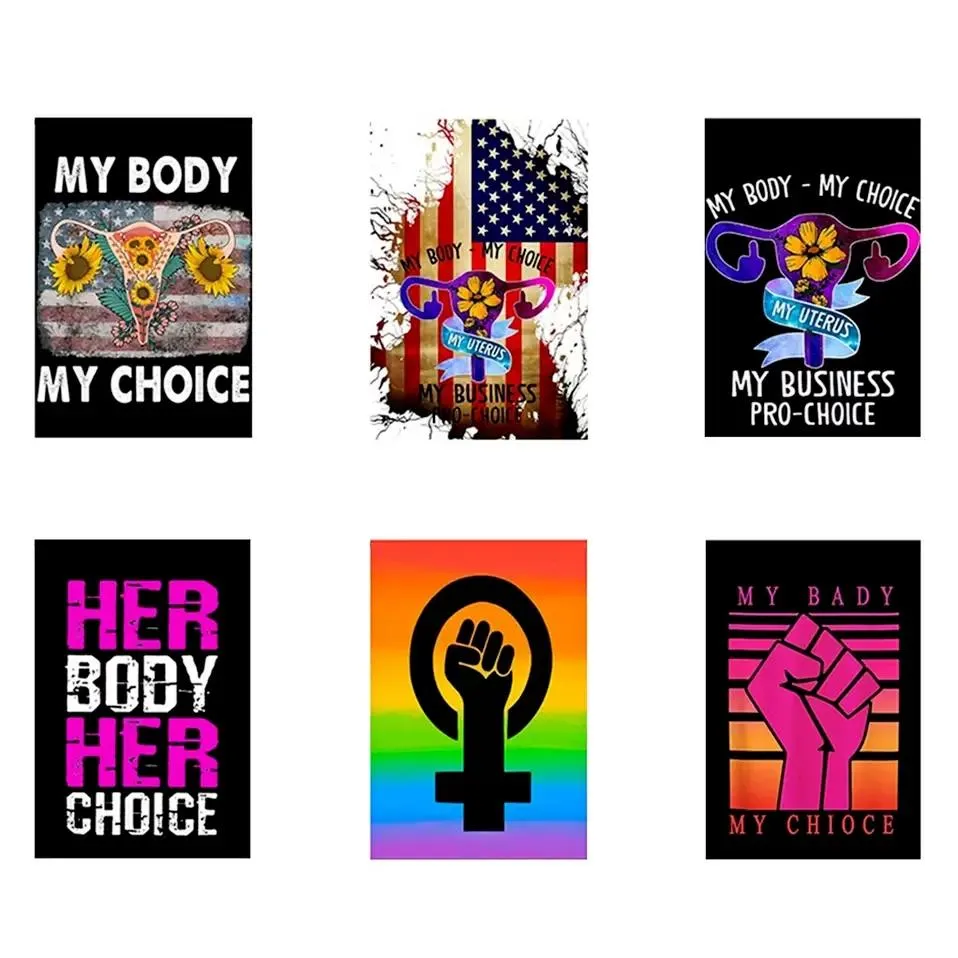 DHL 12x18 inch My Body My Choice Garden Vlag Women Rights Decoratieve tuin Flag Outdoor Lawn Garden Decor