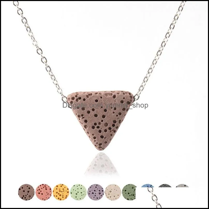 colorful triangle lava stone bead necklace diy aromatherapy  oil diffuser necklaces for women jewelry