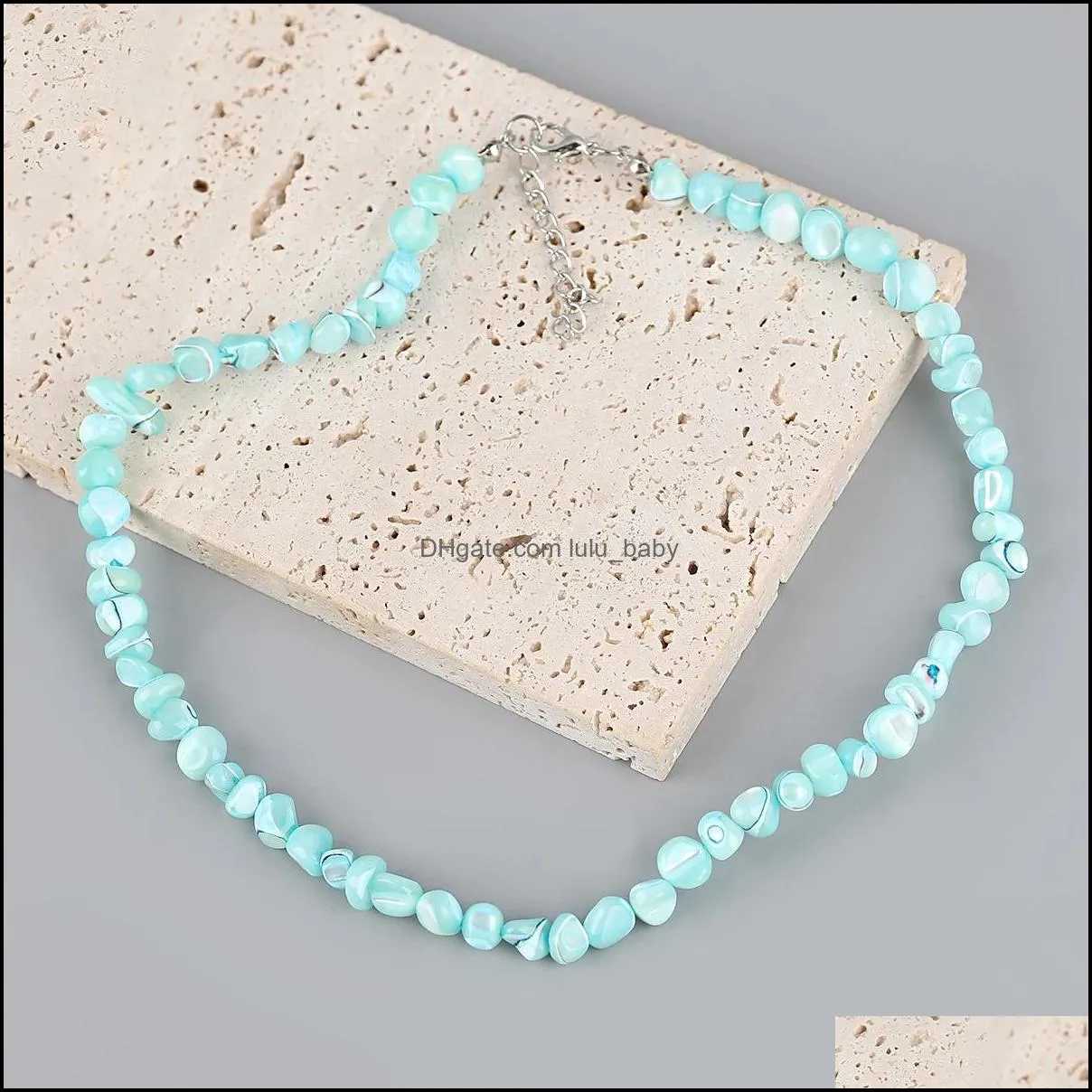 2021 simple colorful beads choker necklace fashion women short bohemian summer chain