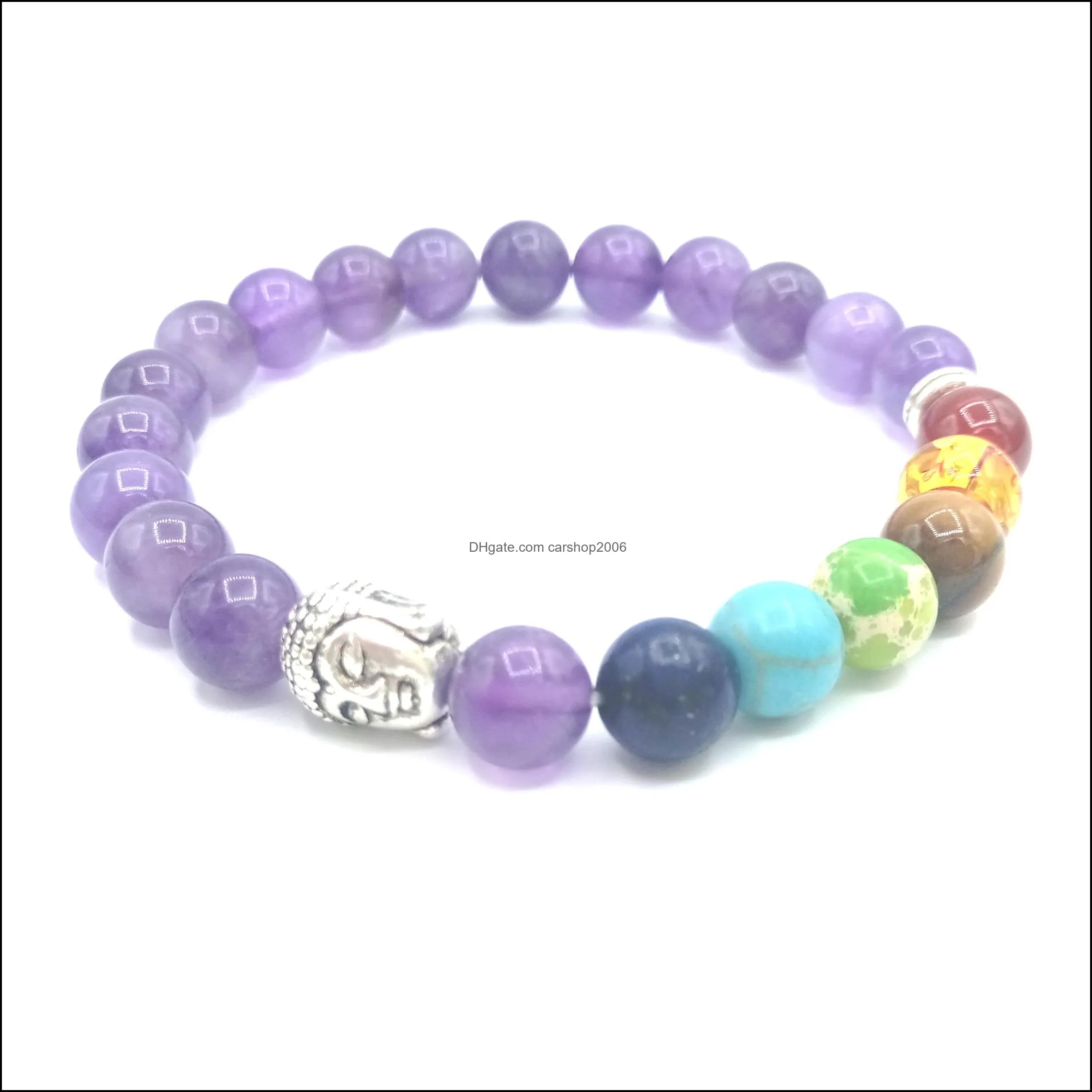 Bracelets de brins de perles bijoux Jln sept chakras tête de bouddha bracelet énergie yoga pierre précieuse avec perles de puissance pour cadeau livraison directe 2021 mw