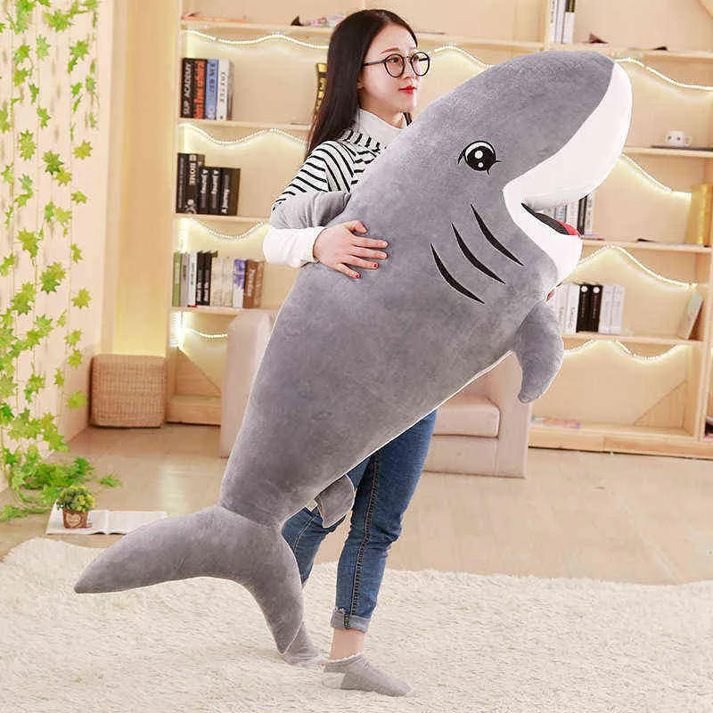 CM engraçado Kawaii Shark Cuddle Cuddle recheado Sussen Pillow Gift for Children Girls Animal Reading Baby J220704