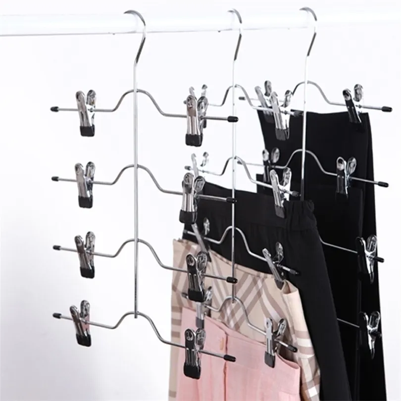 Multifunctionele kledinghangers broek opslag hangers clip spaar ruimtekleed rek garderobe kast kast droogrek 210318