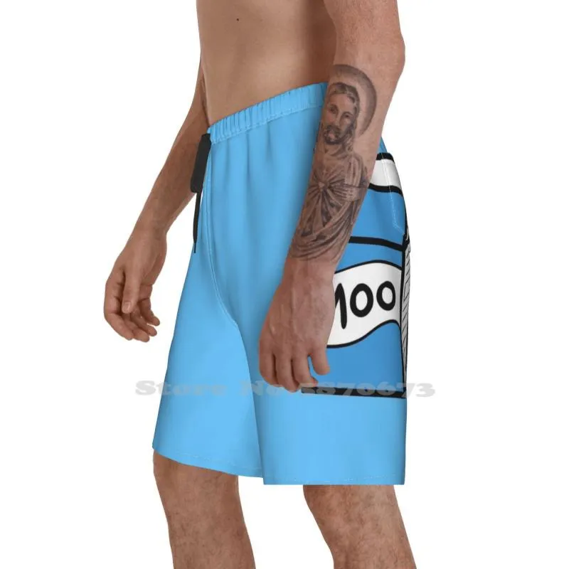 Shorts masculinos moo leite caixa de leite de praia fino esportes fofos desenhos animados kawaii comida engraçada adorável rosa anime boba bubble Teamen's masculina's masculina's