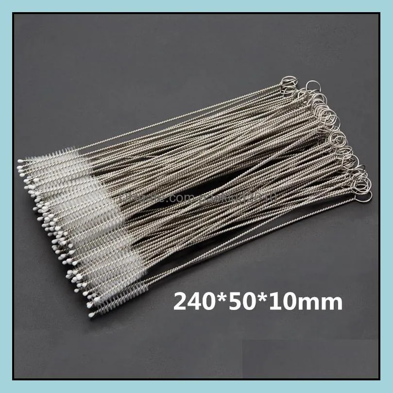 200*50*10mm stainless steel drinking straws cleaning brush pipe tube baby bottle cup reusable household tools zwl316