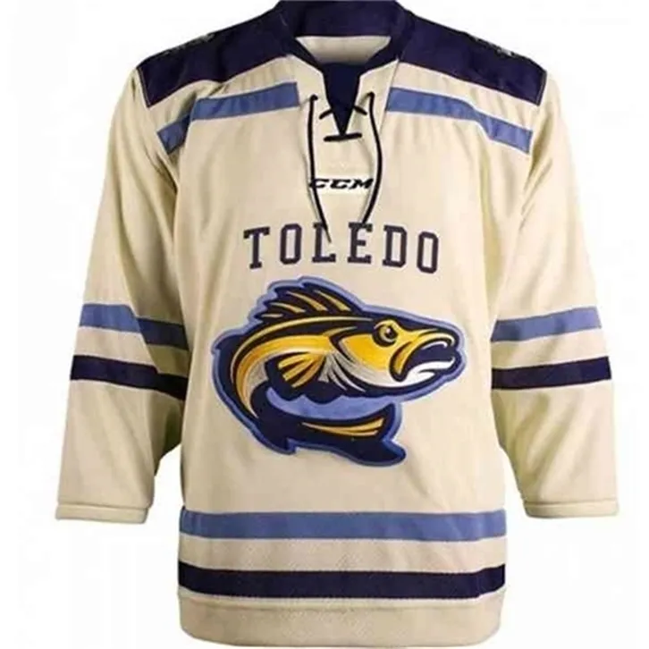 Chen37 C26 Nik1 Toledo Walleye Ice Hockey Jersey Haft Hafted Dostosowanie dowolnego numeru i koszul