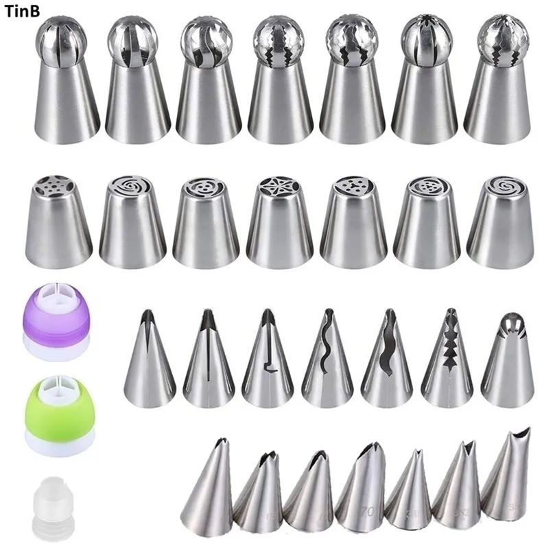 Russian Pastry Nozzles For Cream Icing Piping Cake Decoration Tools Tips Leaf Tulip Rose Confectionery 220701