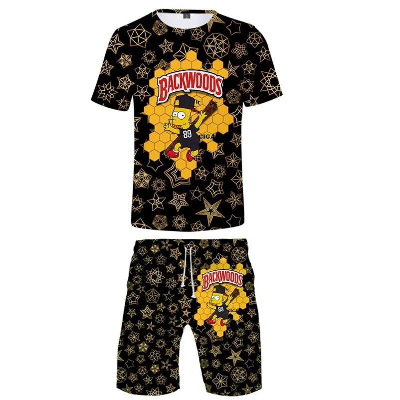 Funny Foods Backwoods Honey Berry Zwei Stücke Sets Männer Hip Hop Casual T-shirt Shorts Sport Anzug Mode Marke Kleidung 220616