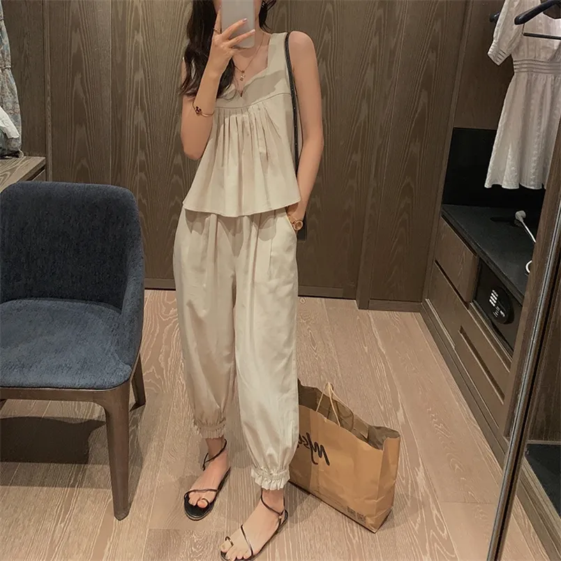 Mishow 2020 Summer Fashion Casual Women Sets Solid Neeveless Tops Pants Suits2ピース女性ファッション服lj201120