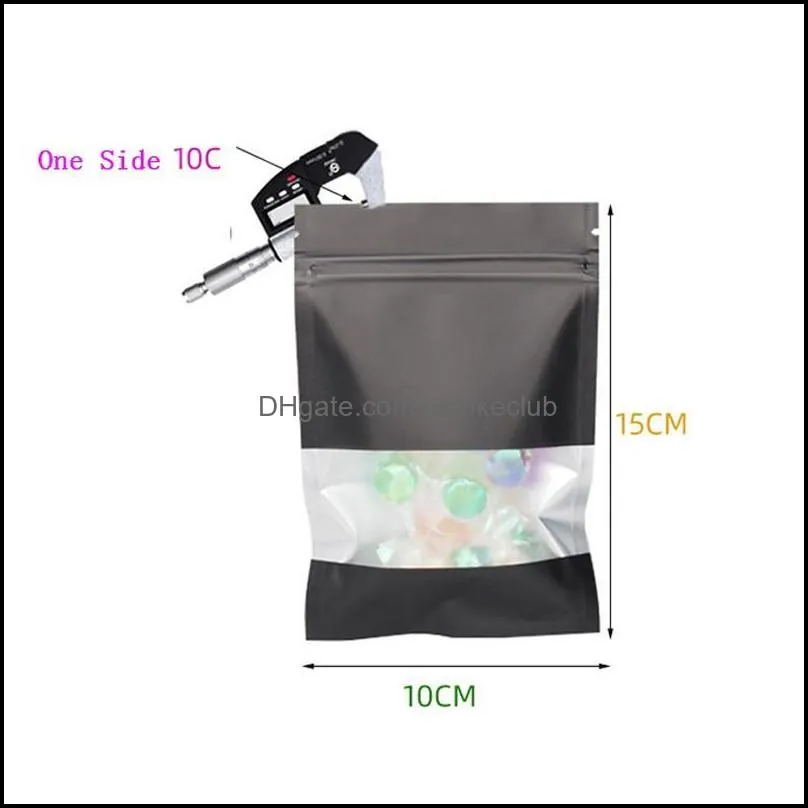 1000Pcs Zipper Mylar Foil Bag with Matte Clear Window Self Seal Tear Notch Reclosable Reusable Flat Pouches for Food