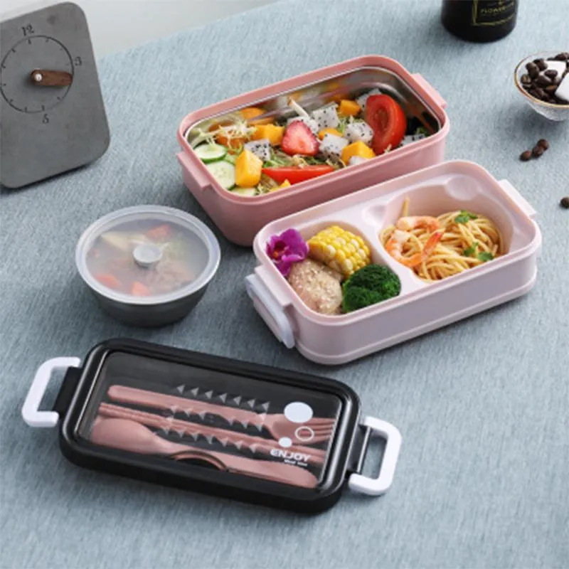 Lunch Box ABS Bento Boxes For School Kids Office Worker 2layers Microwae Heating Lunch Container Food Storage