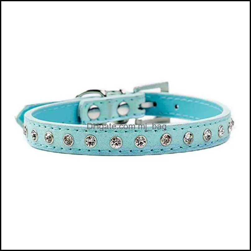 pu leather collar for dog pet accessories crystal diamond dogs collars and leashes suit small large