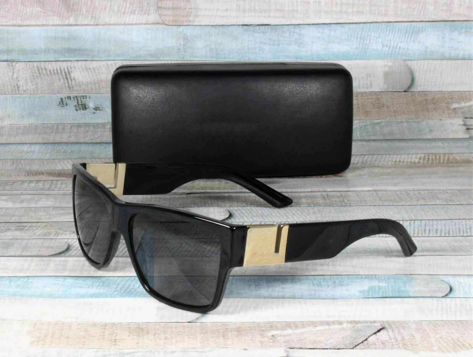 Designer Polarized Black And Gold Sunglasses For Men 59mm Square Frames  With Box Black From Linling888, $19.38