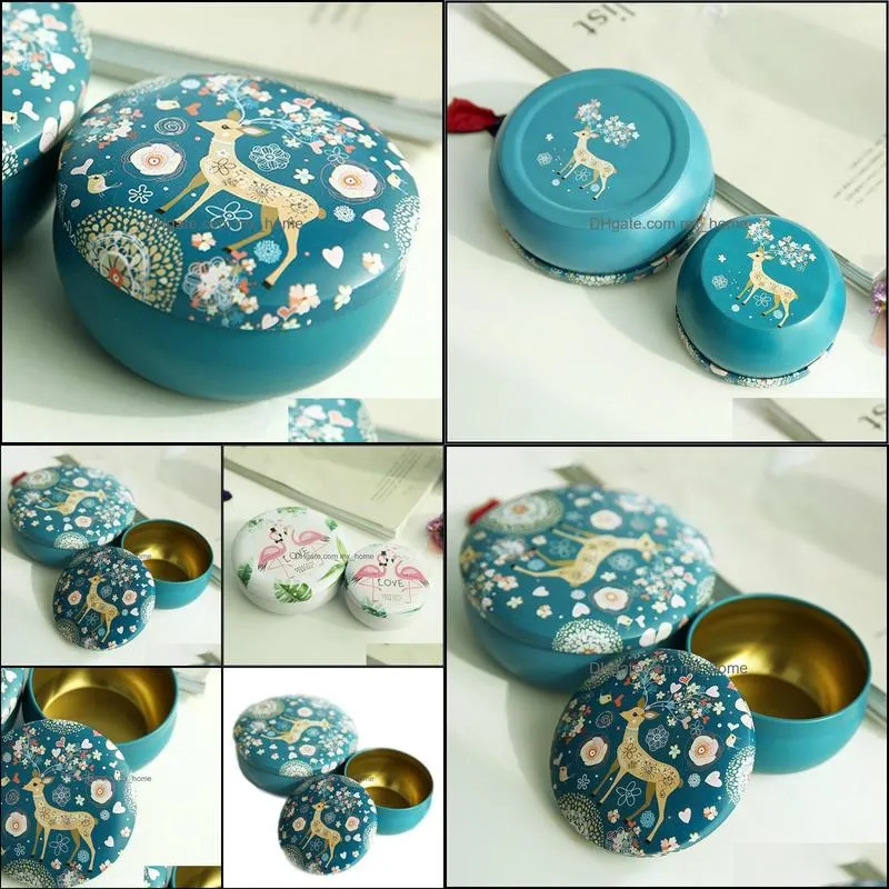 Tinplate candle jar candy gift box empty wedding retro small deer tin can drum shape metal cute round creative storage