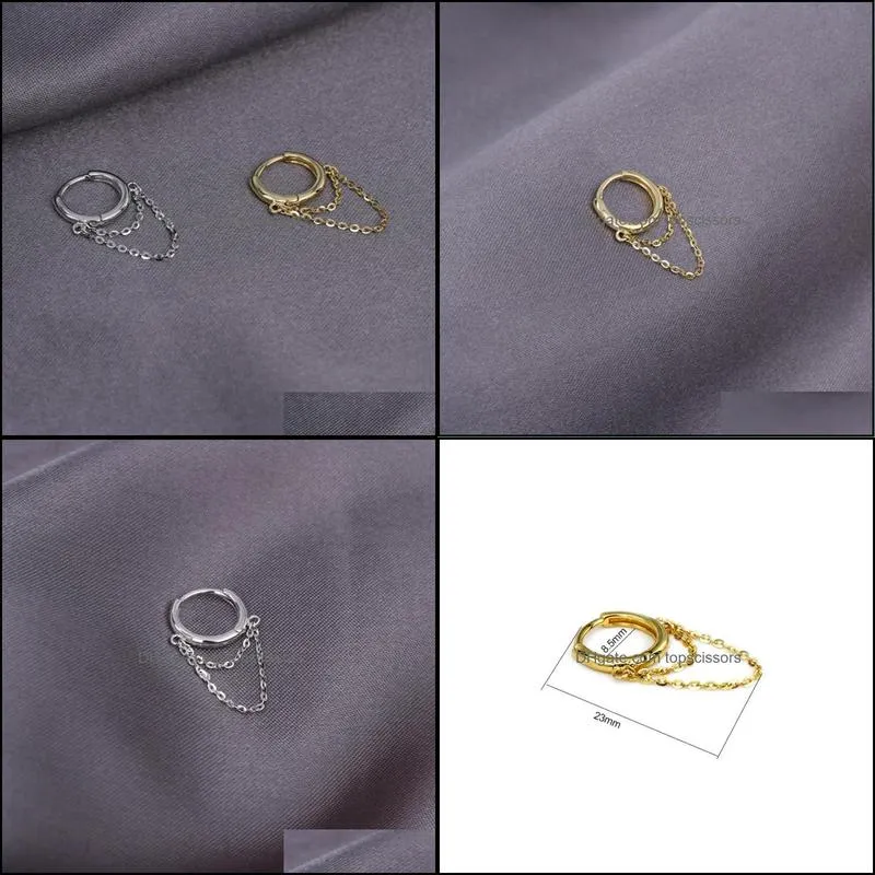 s925 silver tassel dangle cartilage earring hoops women chain body ear ring jewelry