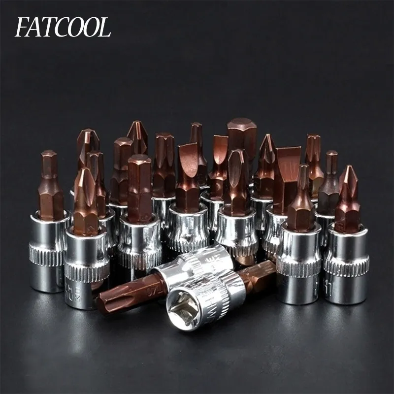 21pcs Hex Bit Socket Allen Key Ratchet Drive Adapter Set 14 "Tête de clé PH1PH3 T10T40 HW3HW8 S2 Steel Bits Y200323