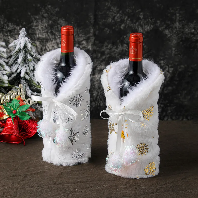Andra hälsoskönhetsartiklar Holiday Wine Bottle Decors Bags Bottle Cover With Snowflake God juldekorationer Nyårspersoner Tool