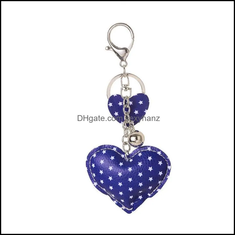 Newdesigner keychain Party Favor colorful cute Heart Shape Key chain Independence Day American Flag Keychains 2900 Q2