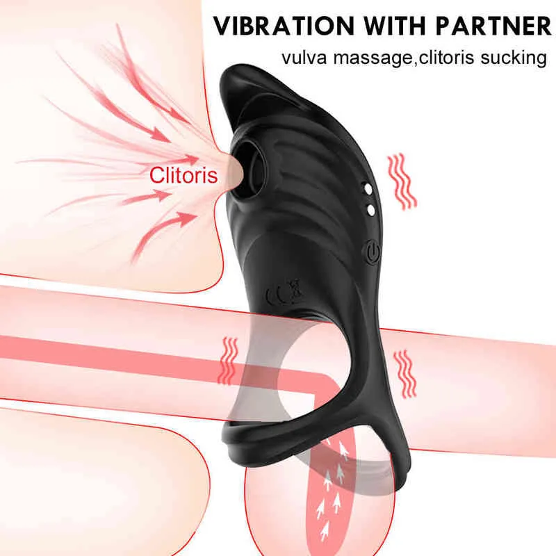 Nxy cockrings sucker klitoris vibrator penis ring manliga sex leksaker för män försenad utlösning kuk y vuxen bra par man 220505