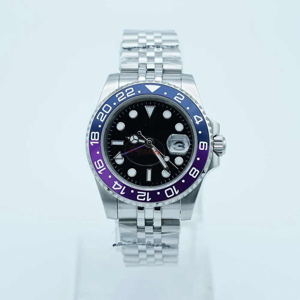 Men 3866 Watch Automatic Movement 116710 GMT Purple Ceramic