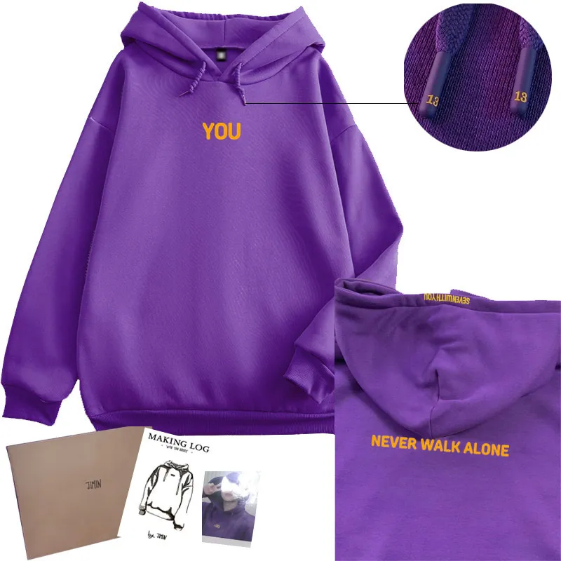 Kpop Jimin With You Hoody Damen-Sweatshirt Seven With You You Never Walk Alone Digital File Nummer 13 auf Schnür-Hoodie 220815