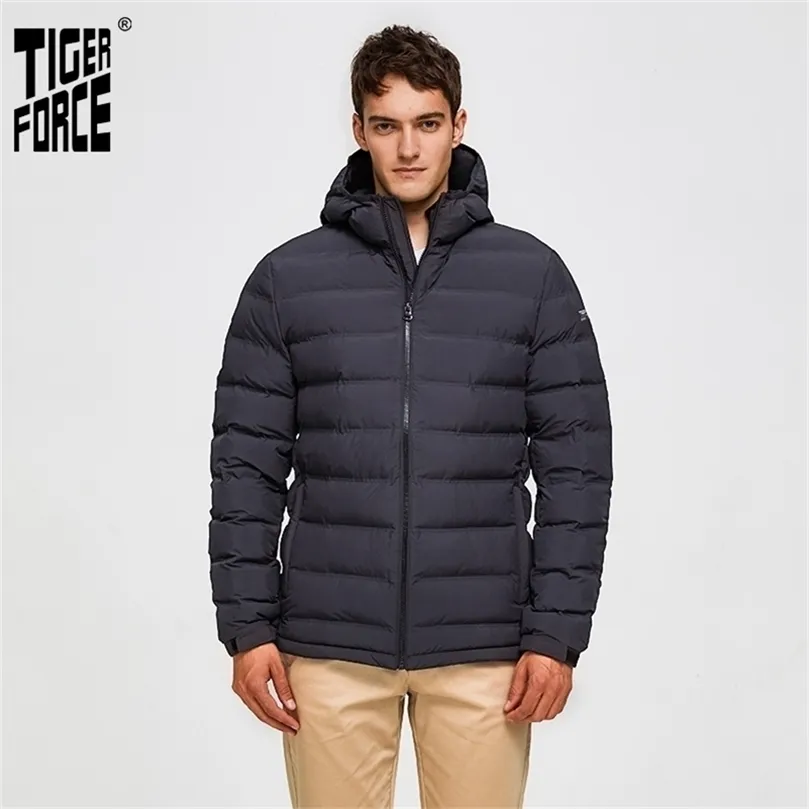 Tiger Force White Duck Down Winter Jacket Men Parka Tjockad pufferjacka med Hooded Man Warm Coat 201128