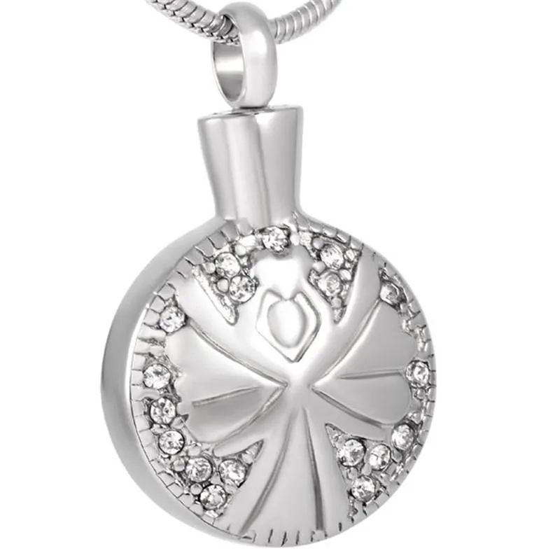 Hangende kettingen roestvrijstalen crematie sieraden aandenken angel houd hart as ketting urn 316L ijd8361pendant