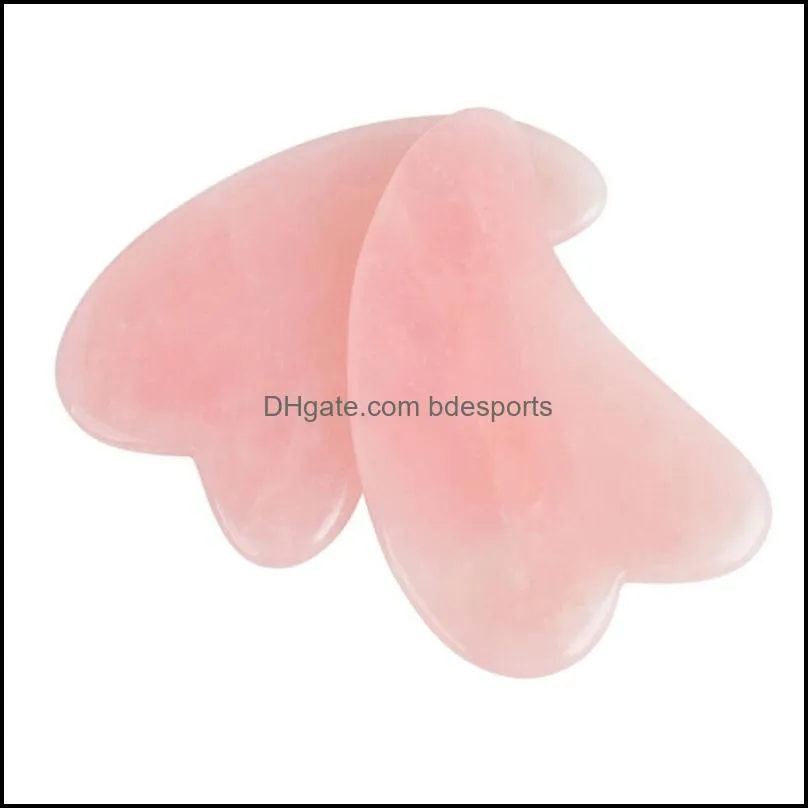 Rose Quartz Jade Guasha Board Natural Stone Chinese Style Products Scraper Tools For Face Neck Back Body Acupuncture Pressure Therapy 870