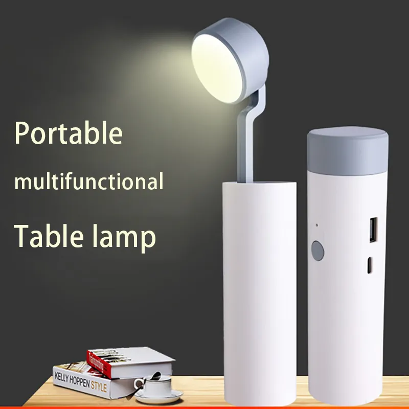Kreativ ficklampa Small Table USB Lamp Emergency Charging Treasure Mini Night Light Charger Student Reading Power Bank bordslampor
