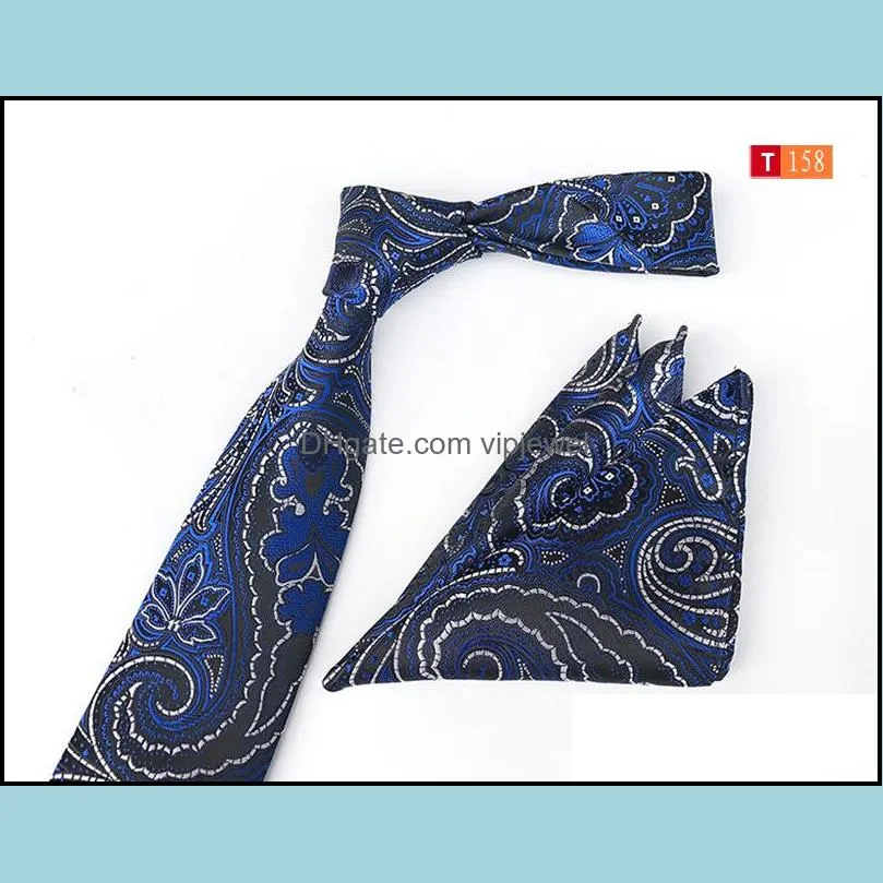 luxury mens neck ties set square scarf floral paisley wedding party tie pocket squares cufflinks man fashion accessories
