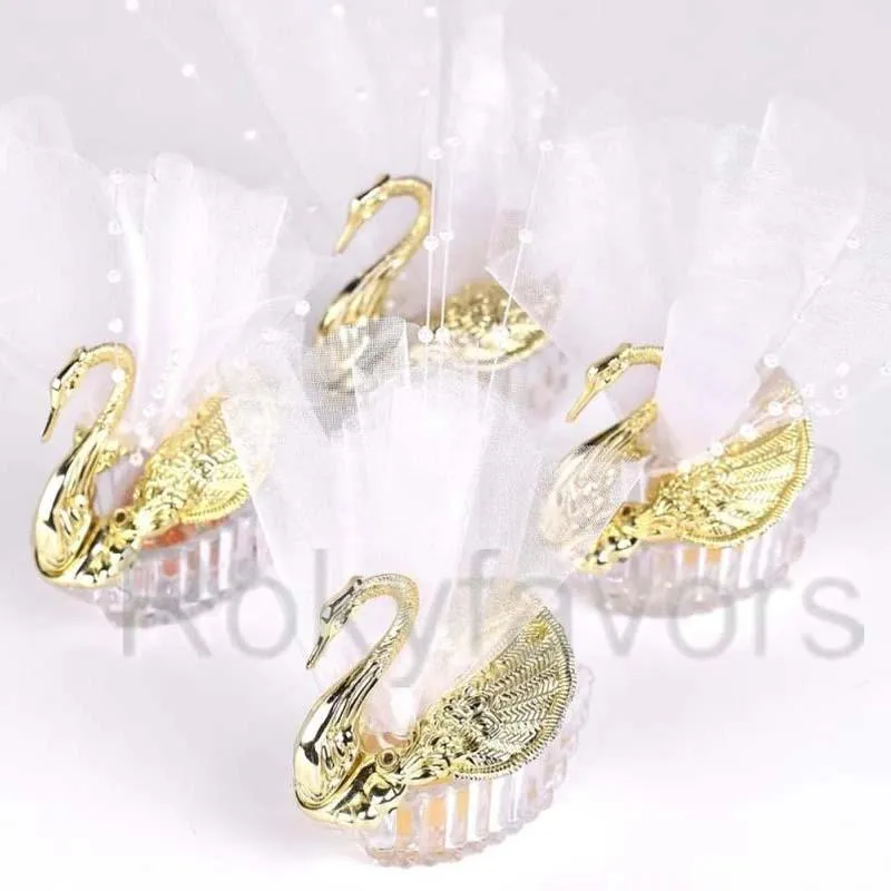 Wrap regalo 12pcs oro/argento Swan favore delle scatole di caramelle Bomboniere notti di nozze decorazione tavolo da tavolo da tavolo fai -da -te