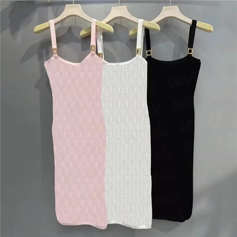 Women Full Letter Knit Mesh Vest Dresses For Women Camisole Skirts Ladies Party Night Club Dress