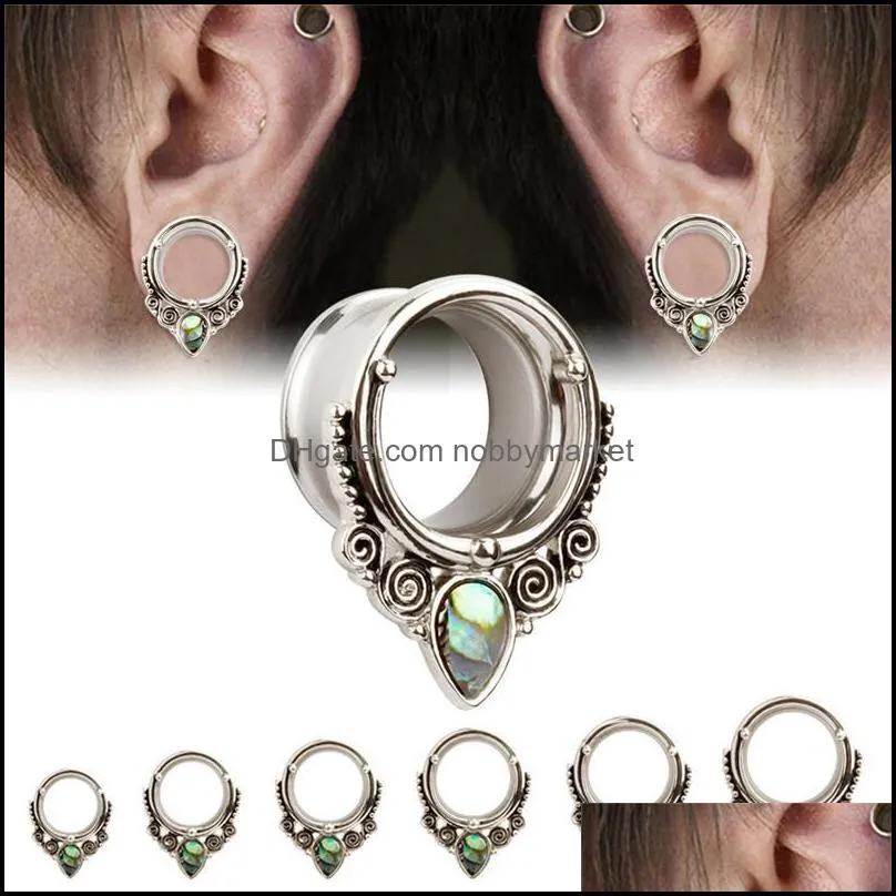 Other Earrings Ear Gauges Expander Plugs Tunnels With Shell Logo Design Body Jewelry Piercing 8mm/10mm/12mm/14mm/16mm/19mm/22mm/25mm