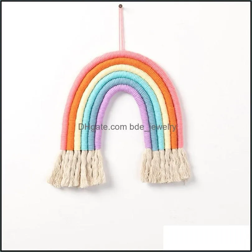 rainbow weaving tassels pendants childrens room decoration 6 color wall hanging tapestrie kids party favor baby home 23zl g bdejewelry