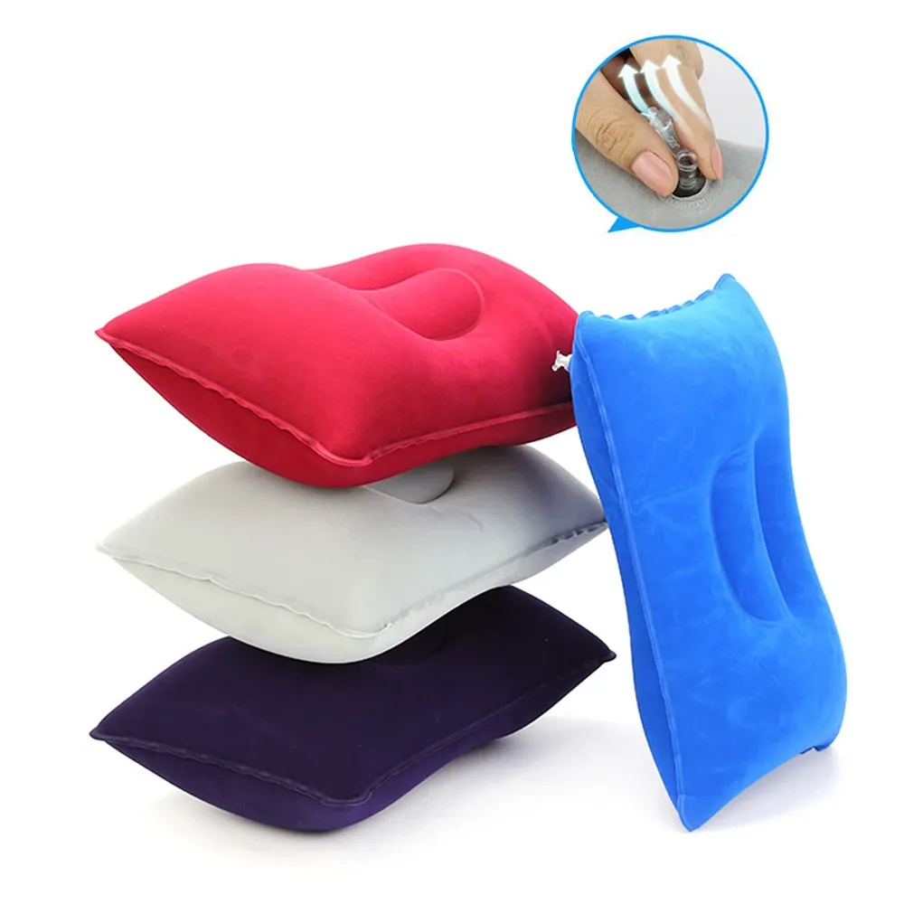 Travesseiro de ar inflável dormindo travesseiro de acampamento PVC Nylon pescoço de pescoço travesseiros para trás para o suporte de cabeçote de avião de viagem suporte ao ar livre Uso ao ar livre