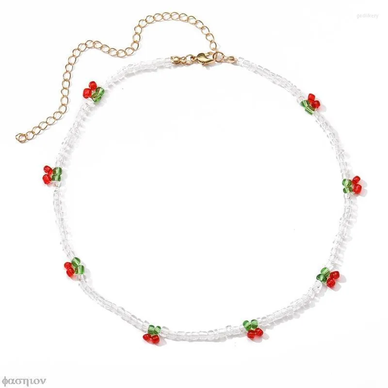 Chokers Sweet Bohemia kralen rode kersen ketting voor vrouwen schattige handgemaakt fruit zaad kralen kettingen boho sieradenchokers godl22