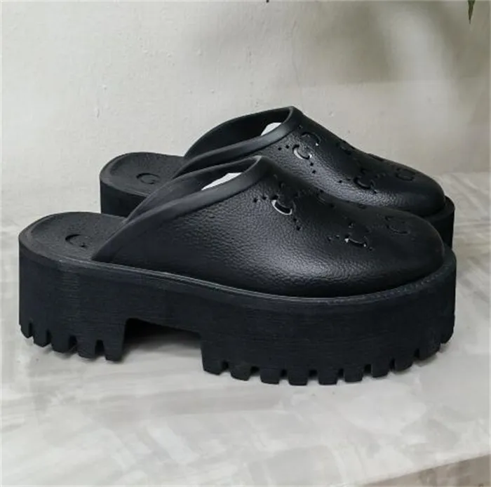 2022 مزدوجة G Sandals Slippers Slippers Designer Women Ladies Hollow منصة مصنوعة من مواد شفافة