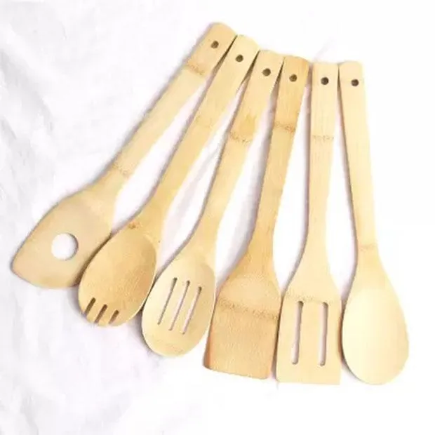 Bamboo spoon spatula 6 Styles Portable Wooden Utensil Kitchen Cooking Turners Slotted Mixing Holder Shovels EEA1395-4
