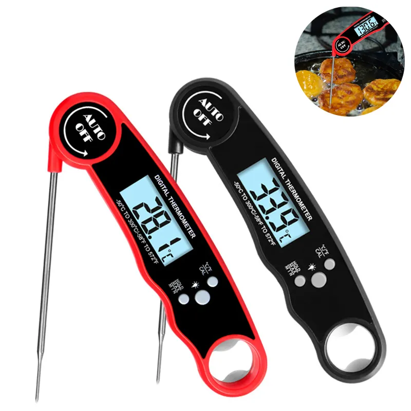 Kitchen Stainless Steel Thermometer Fridge Magnets Hangable Bottle Opener Digital Cooking Food Probe LED Electronic Household Temperature Detector Tools