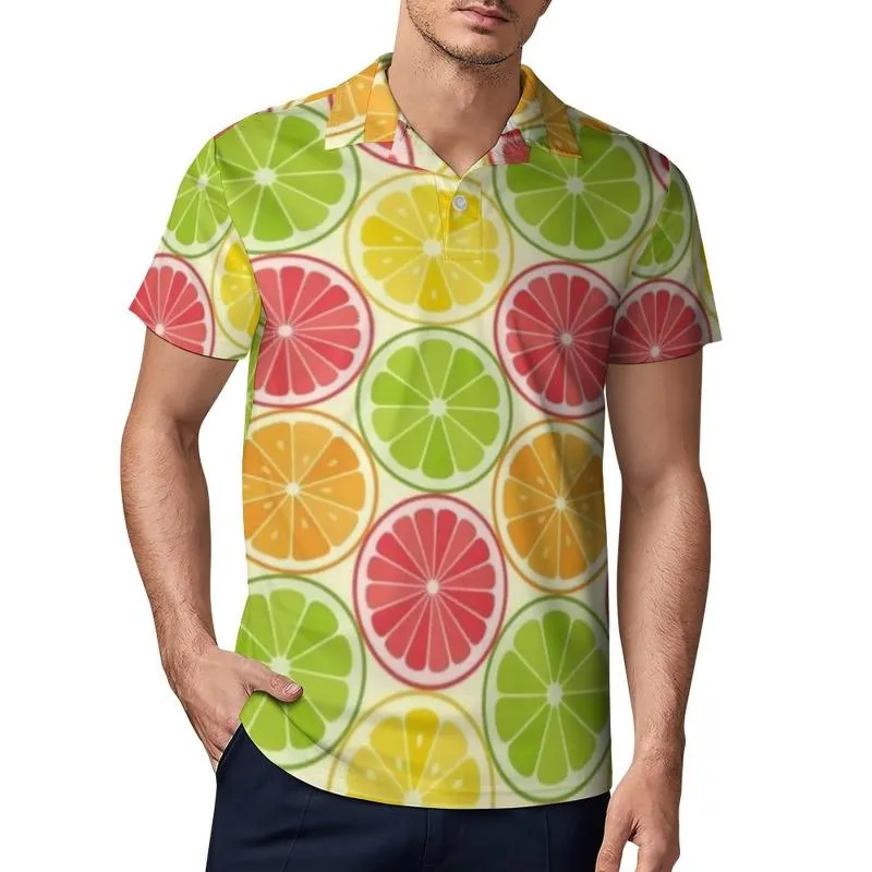 Men's Polos Colorful Adorable Lemon Shirts Men Citrus Fruit Casual Shirt Daily Vintage T-Shirts Short-Sleeve Graphic Oversized TopsMen's Men