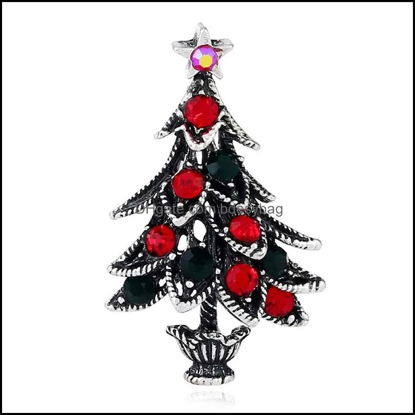 christmas tree diamonds brooch pins for women diamond rhinestones brooches girl luxury pin jewelry 4 colors ancient gold ancient