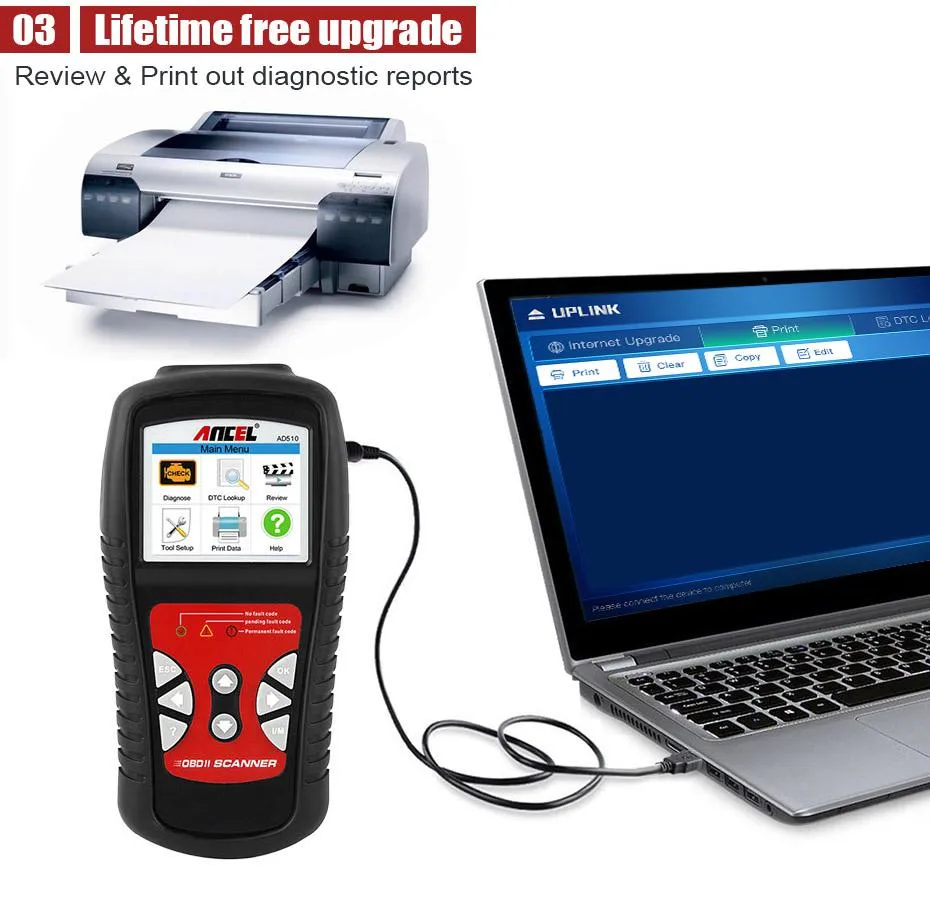 Automotive felkodsläsare i ryska diagnostiska verktyg OBD2 OBD bildiagnostik Auto Scanner Diagnostic-Tool AD510