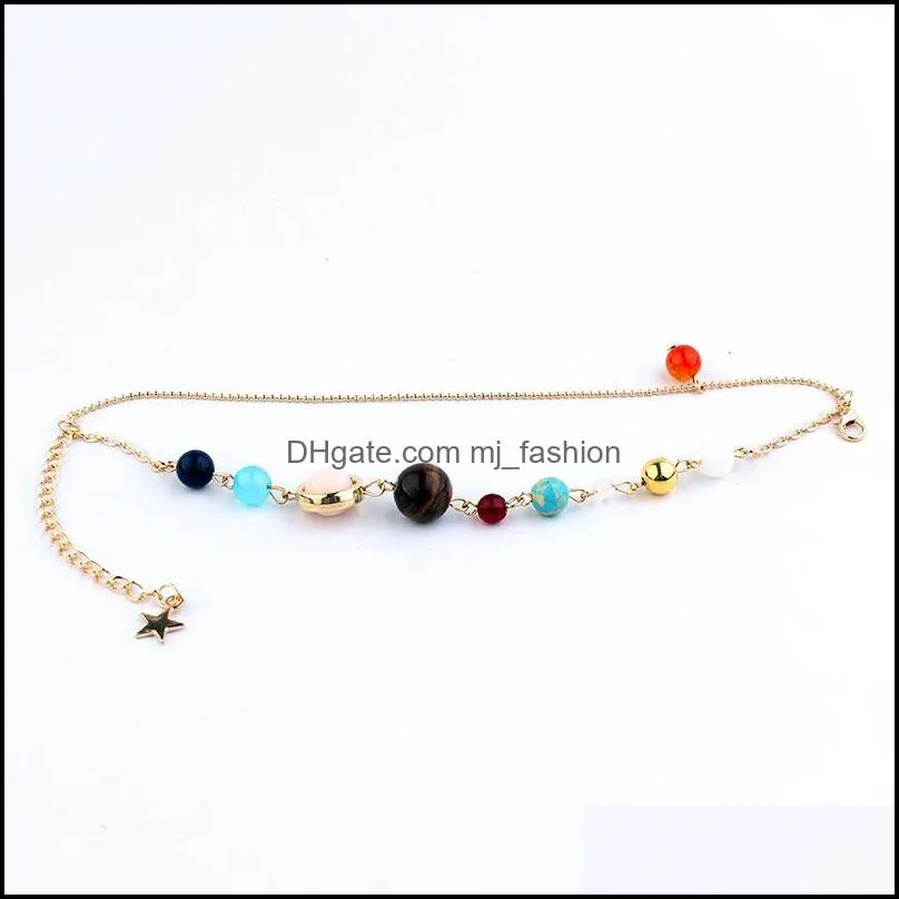 universe galaxy the eight planets in the solar system guardian star natural stone beads bracelet for women jewlry