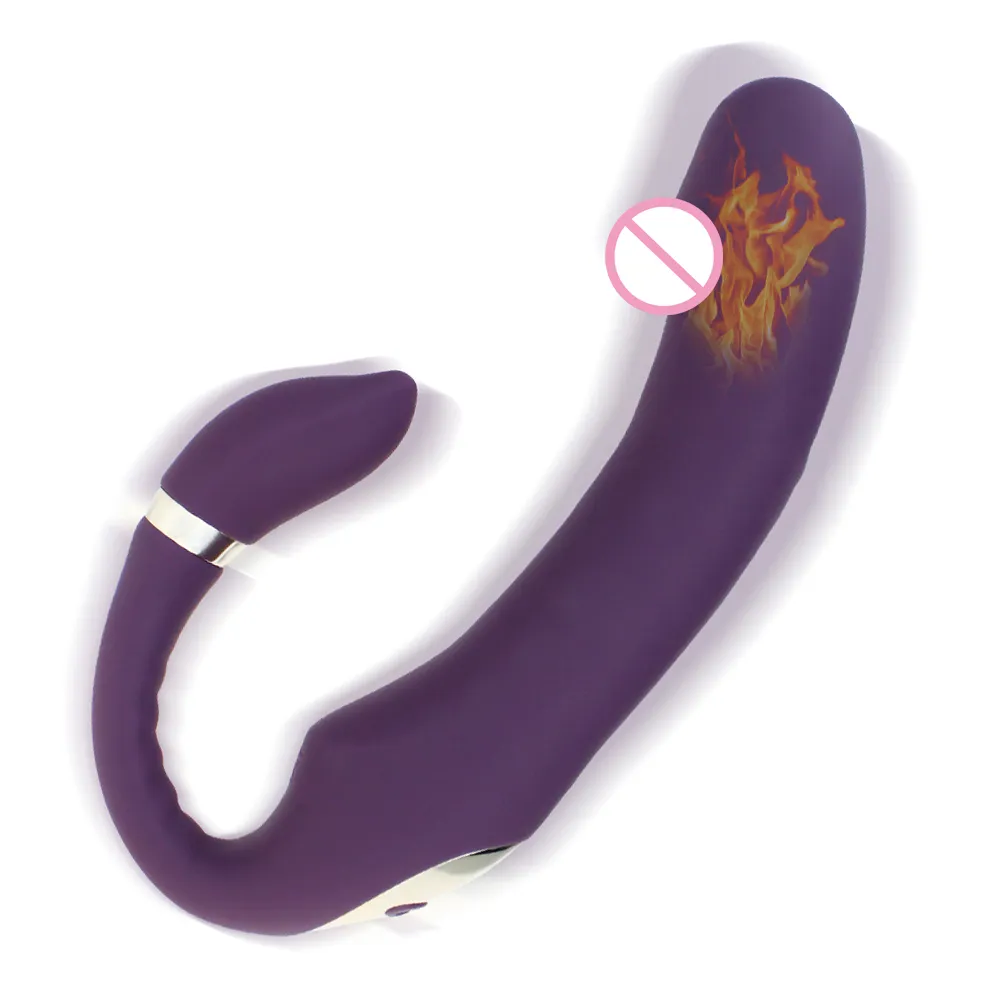 Sexig vibrator g-spot simulera mjuka dubbelhuvud vibrera leksaker för kvinnor klitoris massager laddning c-form par kul