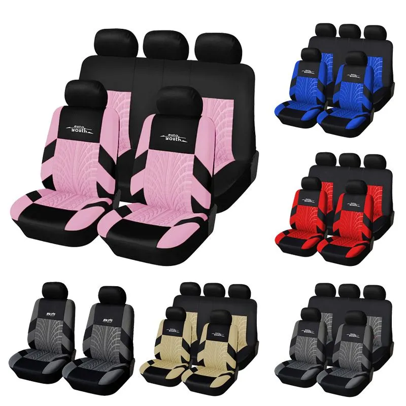 Car Seat Covers Full Set Universal Polyester Fabric Auto Protect Protector Pink For Women GirlsCar